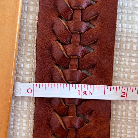 Vintage 80s 90s Leather Statement Belt Silver Rhinestone Boho Western Buckle - Picture 12 of 15